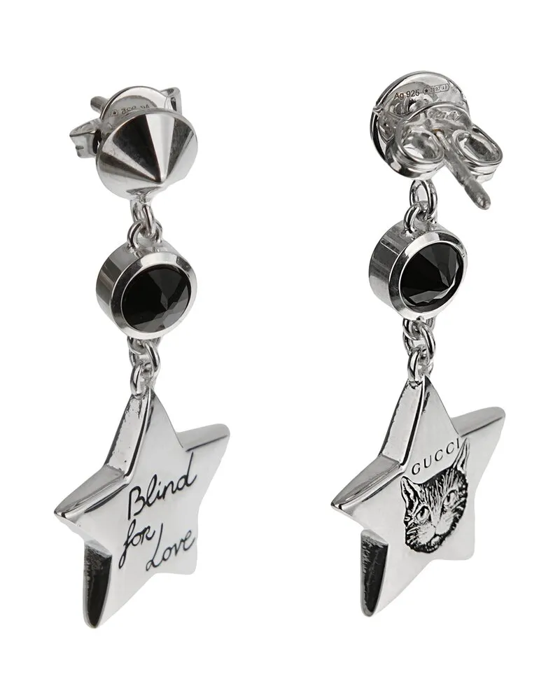 Gucci Silver Blind for Love Earrings Nocolor
