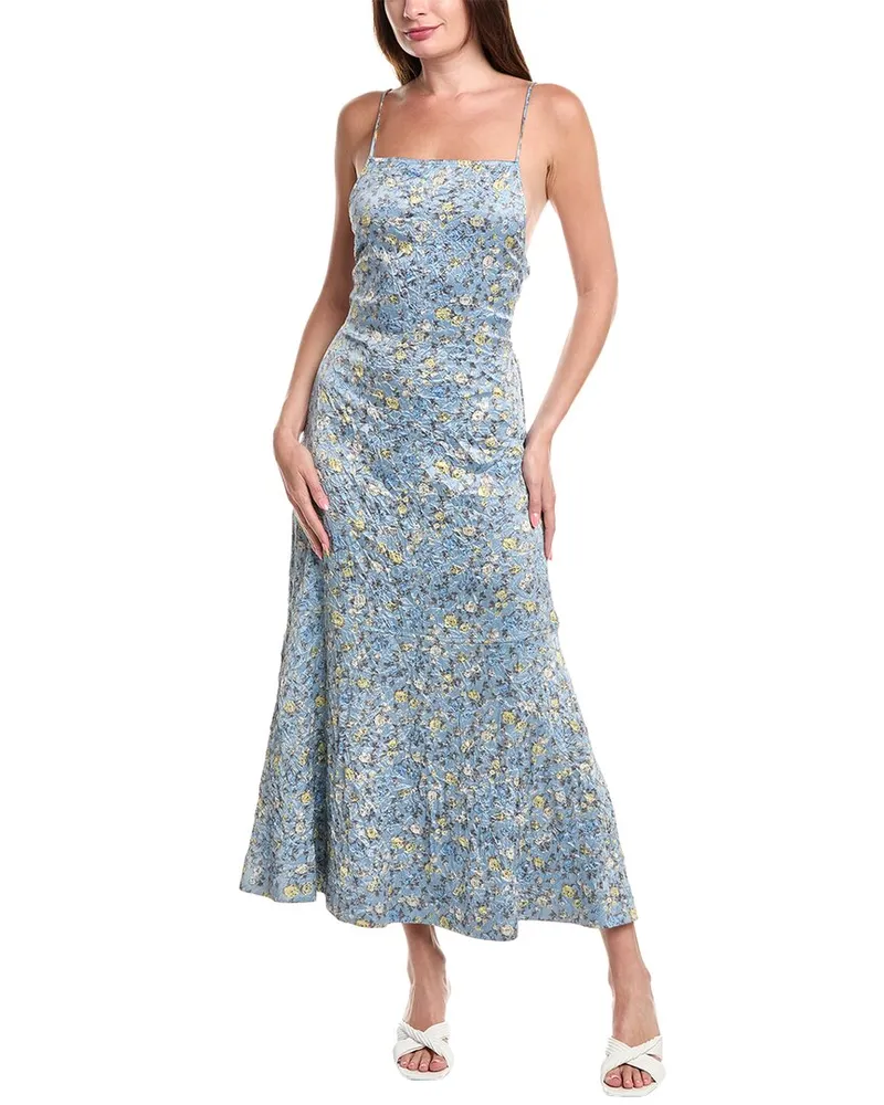 Ganni Satin Slip Dress Blue