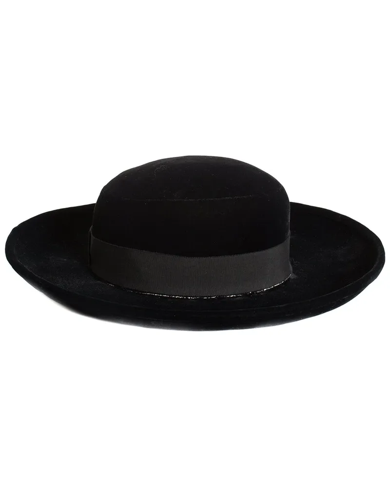 Chanel Runway Black Velvet Wide Brim Hat, Size 57, NWT (Authentic Pre-Loved Nocolor