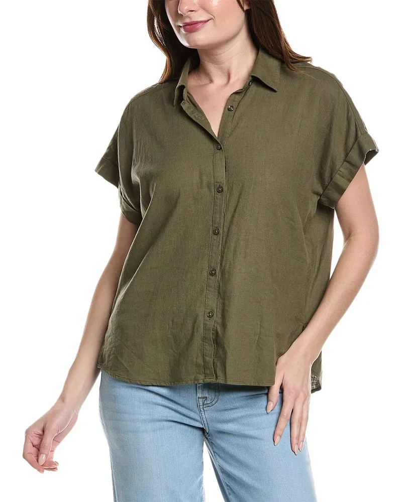 7 for all mankind Easy Linen-Blend Shirt Green