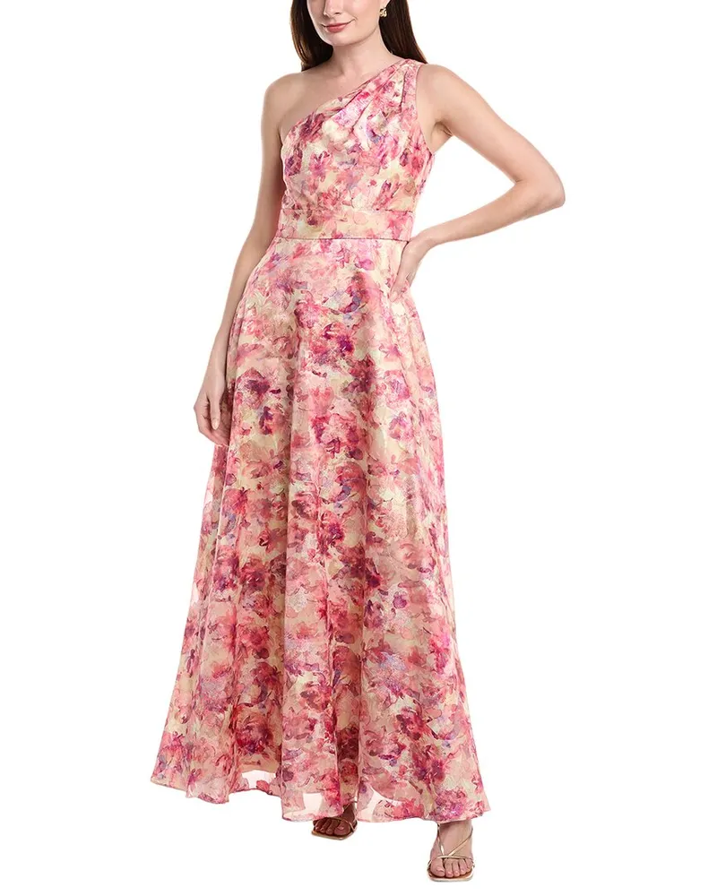 Aidan Mattox Printed Jacquard Ballgown Red