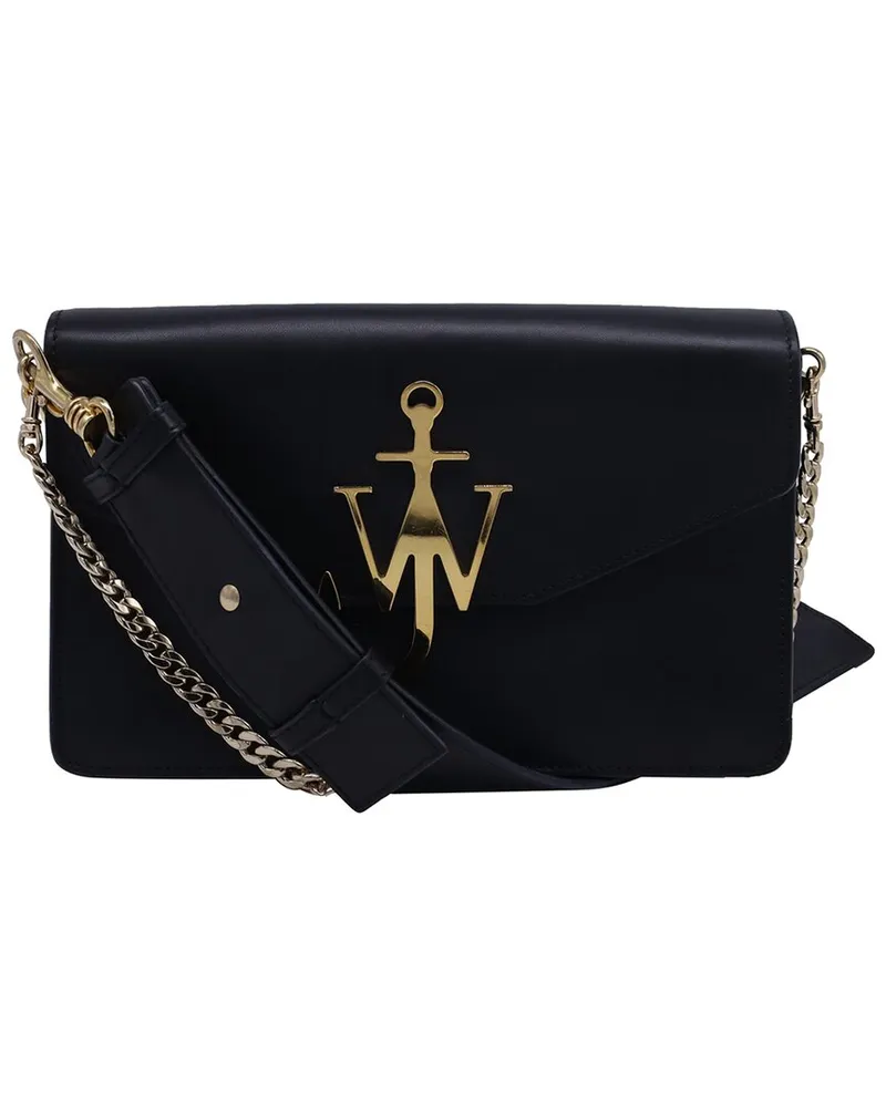 J.W.Anderson Black Leather Logo Anchor Flap Shoulder Bag (Authentic Pre-Loved Nocolor