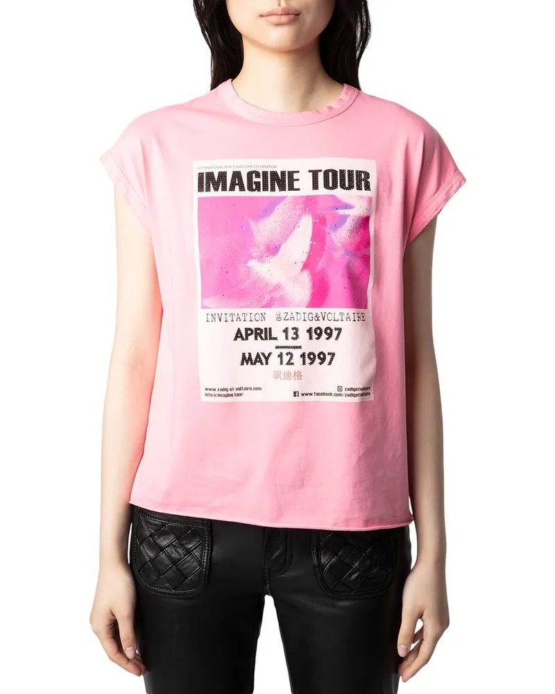 Zadig & Voltaire Cecilia Hc Concert Imagine Tou Tank Top Pink