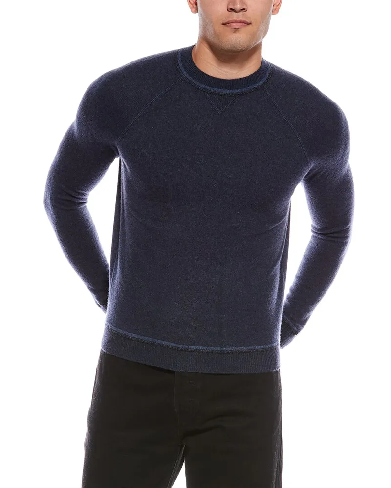Autumn Cashmere Raglan Cashmere Crewneck Sweater Blue
