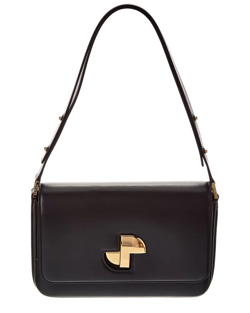 Patou Le Lock Leather Shoulder Bag Black