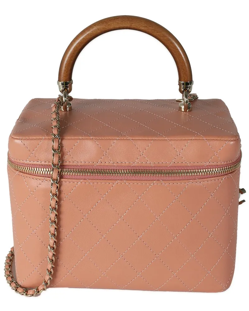 Chanel Pink Quilted Leather Knock On Wood Vanity Case (Authentic Pre-Loved Nocolor