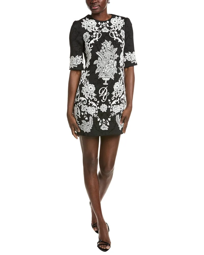 Dolce & Gabbana Jacquard Shift Dress Black