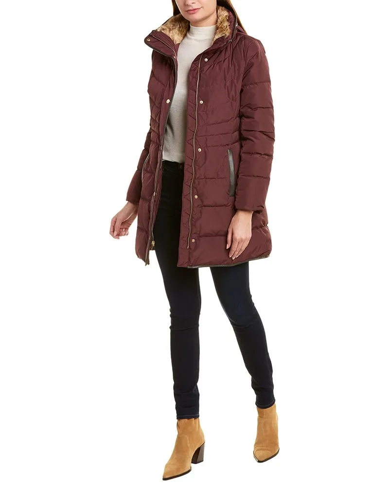 COLE HAAN Signature Quilted Down Coat Red
