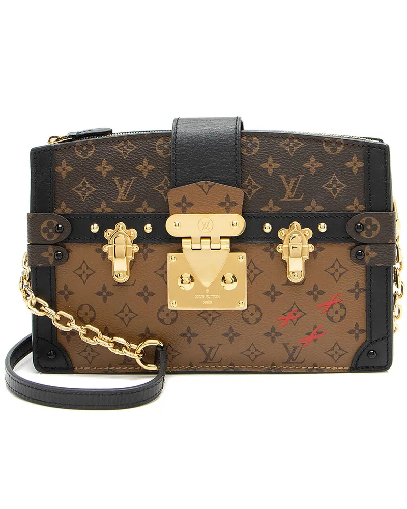 Louis Vuitton Black, Brown, Red Coated Canvas & Leather Trunk Clutch  (Authentic Pre-Loved Nocolor