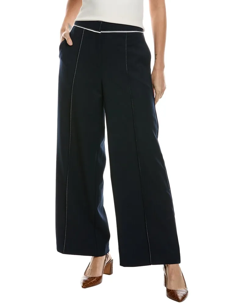 Reiss Oriel Side Stitch Wide Leg Pant Blue