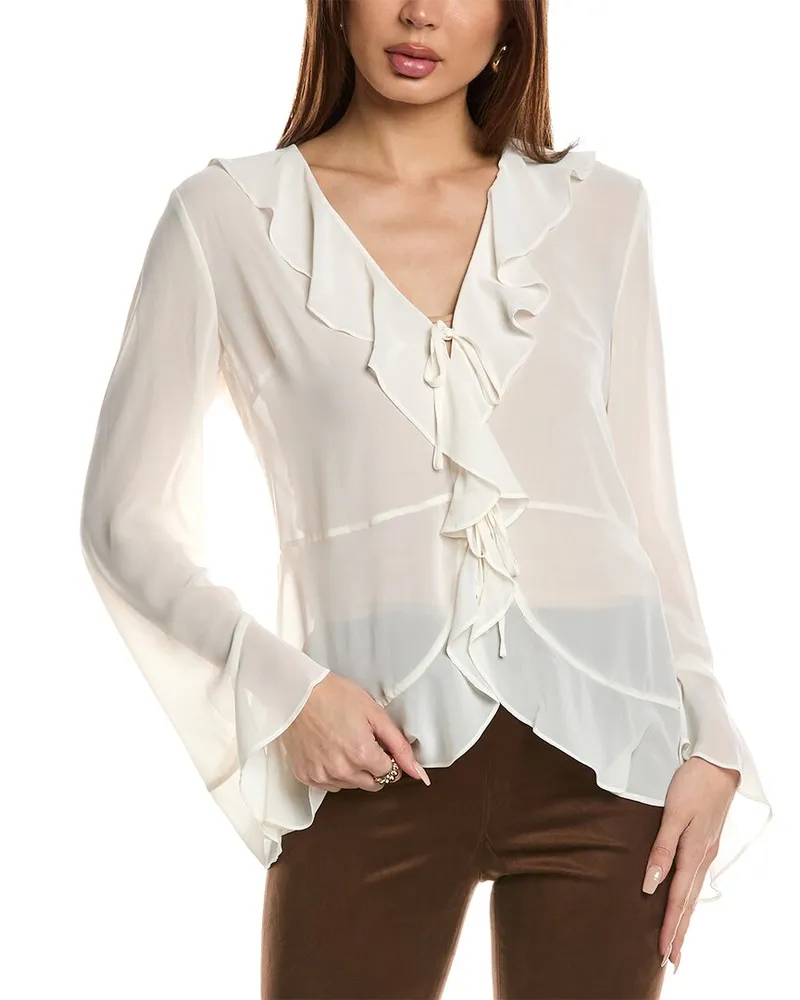 BCBGMAXAZRIA BCBGeneration Ruffle Blouse White