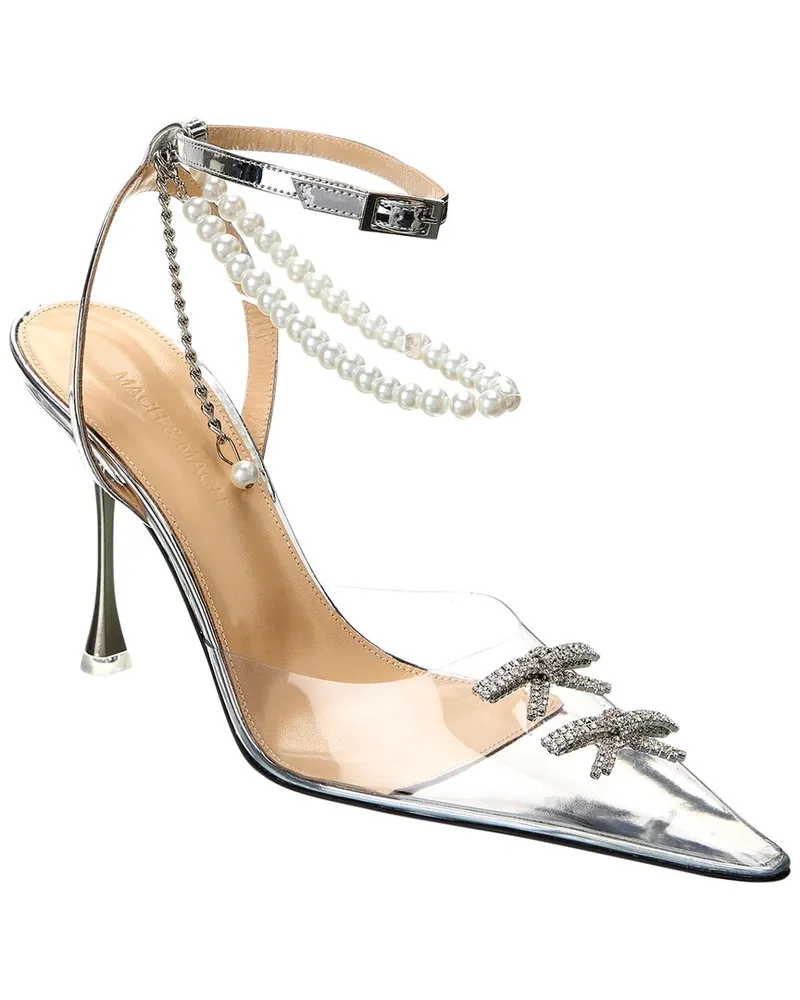 Mach & Mach Matilda Vinyl & Leather Pump Silver