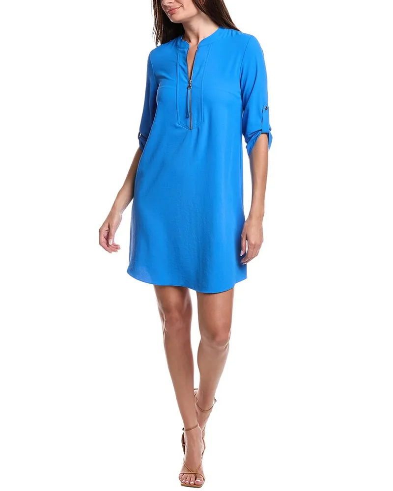 Joseph Ribkoff Front Zip Shift Dress Blue