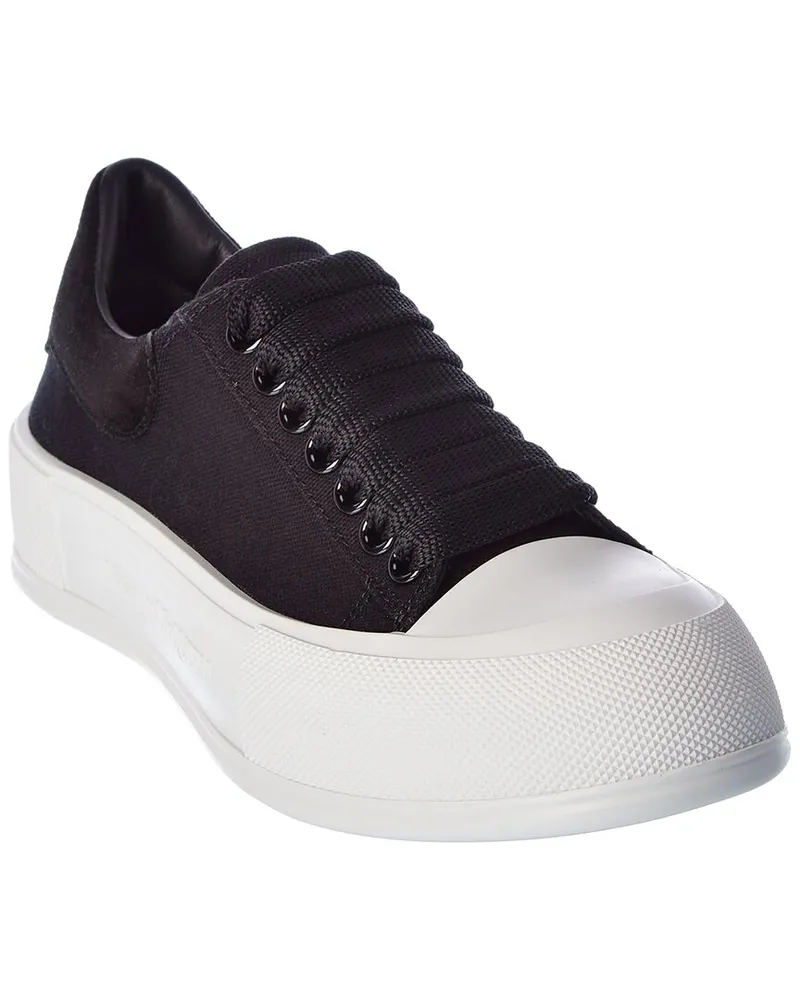 Alexander McQueen Deck Plimsoll Canvas & Suede Sneaker Nocolor