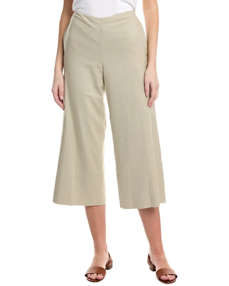 Vince Crop Wide Linen-Blend Pant Grey
