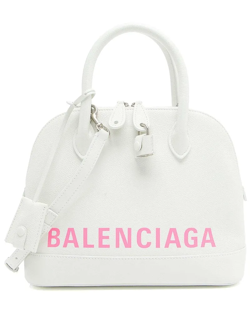 Balenciaga White Grained Calfskin Ville Small Top Handle (Authentic Pre-Loved Nocolor