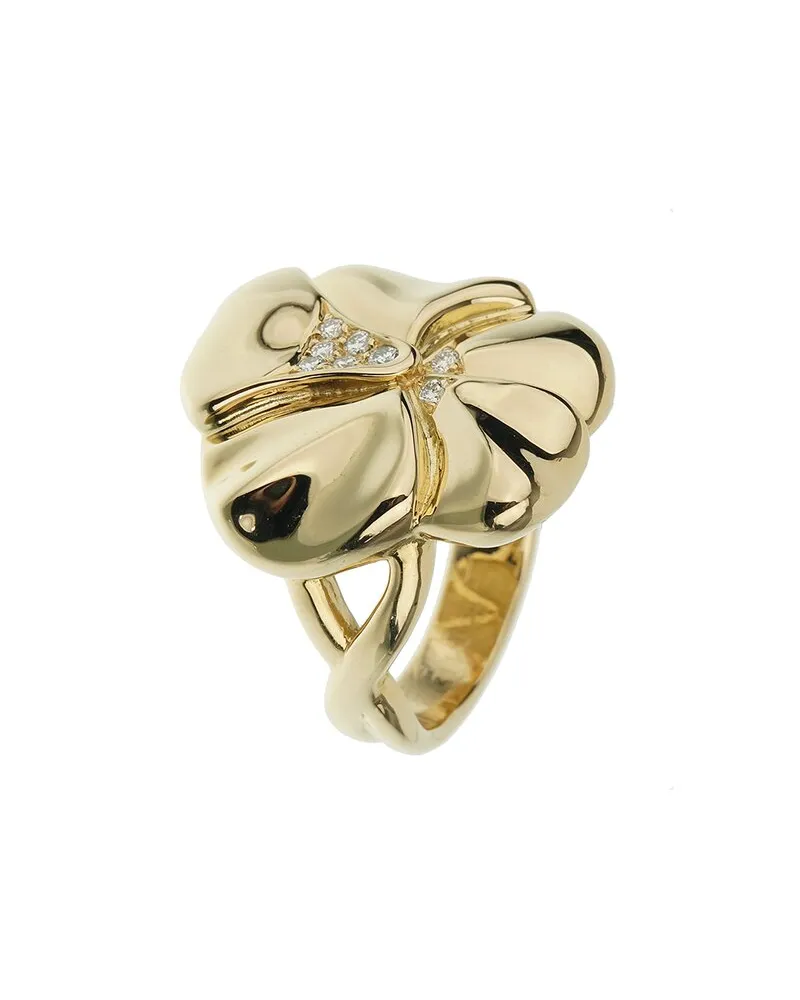 Hermès 18K 0.12 ct. tw. Diamond Flower Ring (Authentic Pre-Loved Nocolor