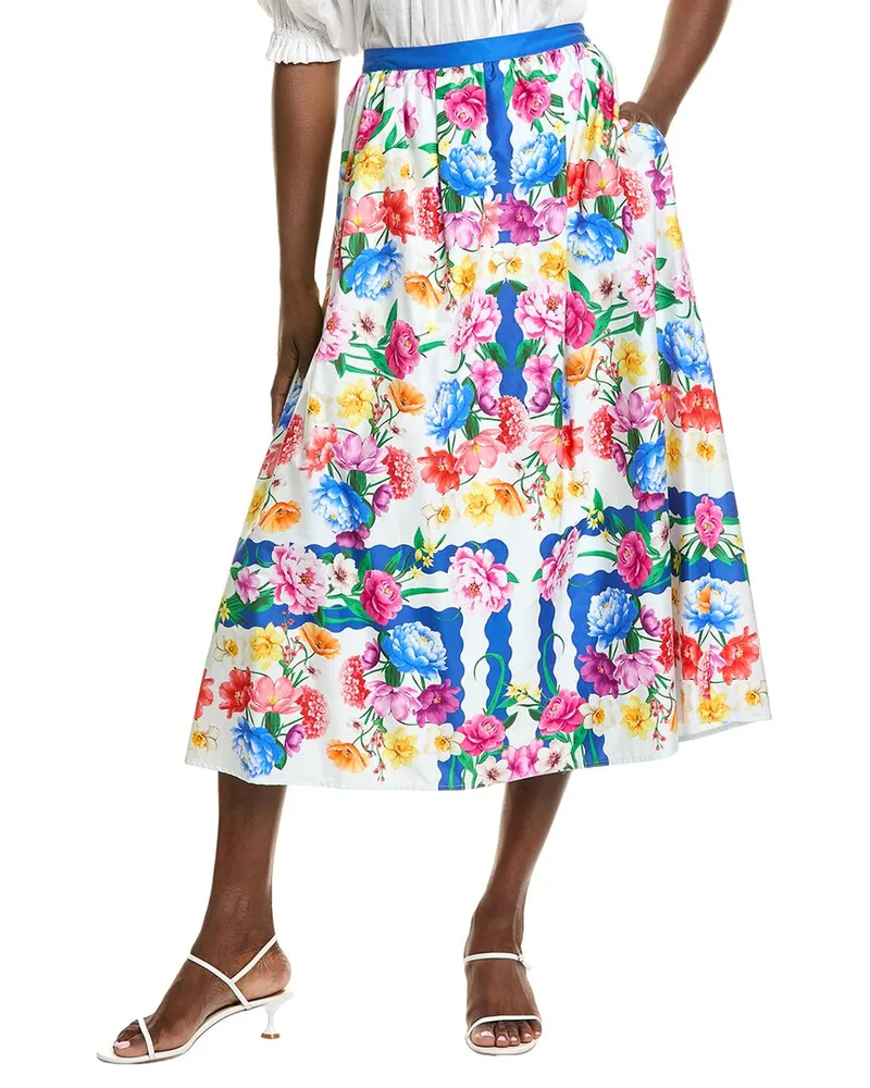 Elie Tahari Marice Printed Skirt White