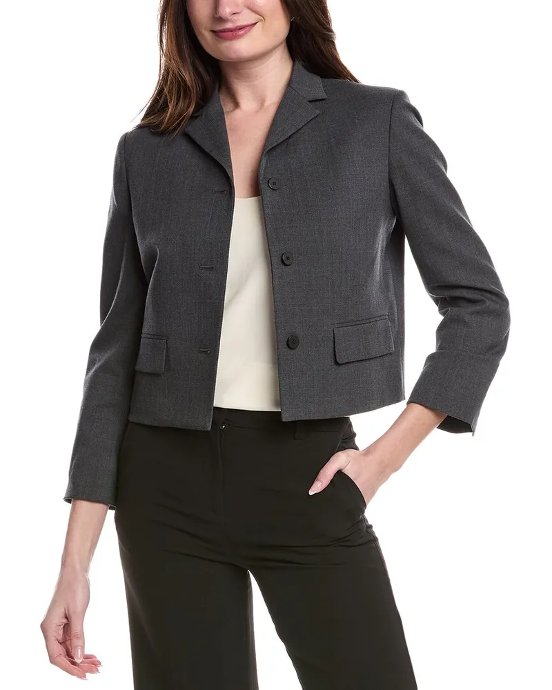 Theory Cropped Wool-Blend Jacket Grey