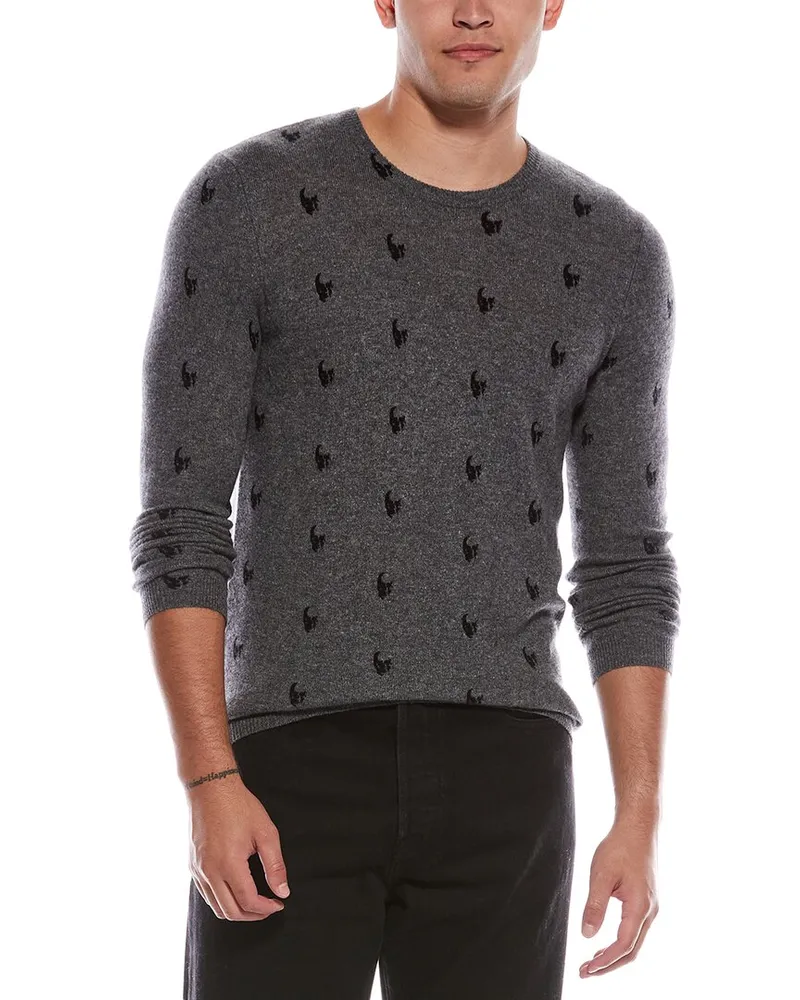 Autumn Cashmere Skull Print Cashmere Crewneck Sweater Gray