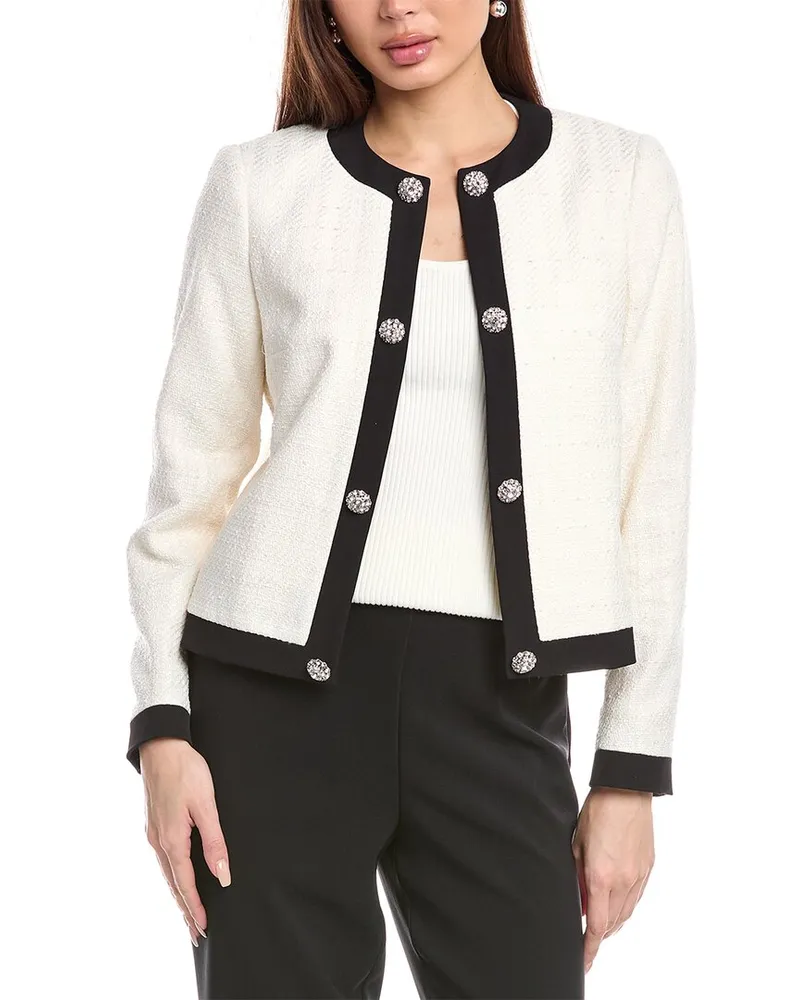 Anne Klein Embellished Framed Jacket White