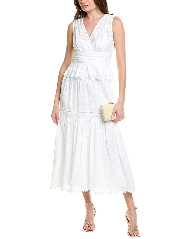 taylor Eyelet Midi Dress White