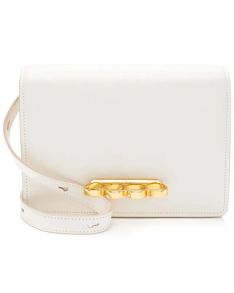 Alexander McQueen White Calfskin Four-Ring Shoulder Bag (Authentic Pre-Loved Nocolor