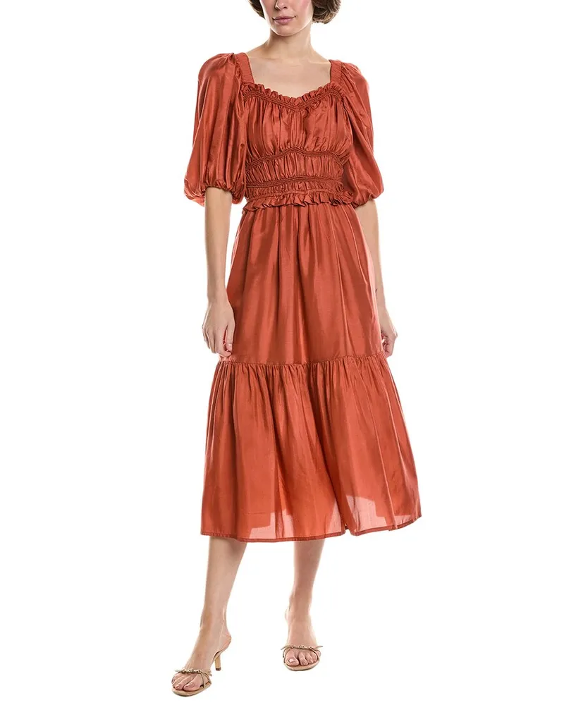 Sea Kyle Silk Midi Dress Red
