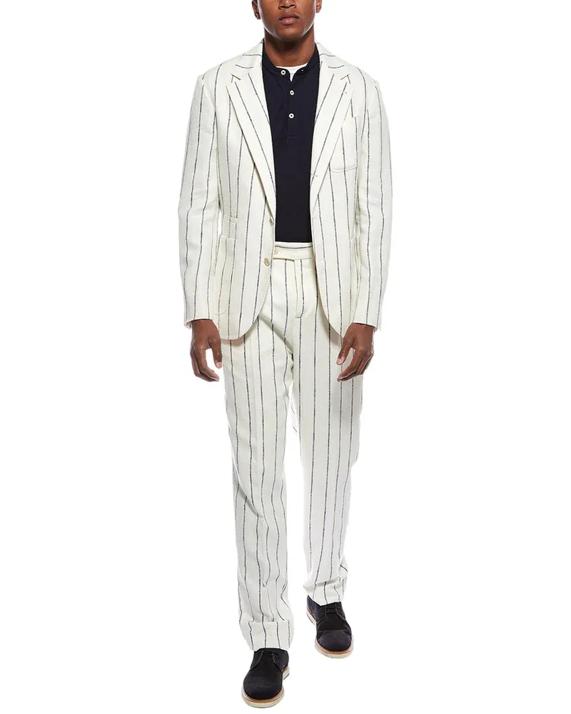 Brunello Cucinelli 2pc Wool, Linen, & Silk-Blend Suit with Pleated Pant Nocolor