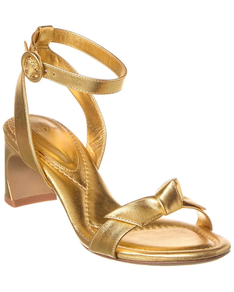 Alexandre Birman Clarita Bar Heel 60 Leather Sandal Gold