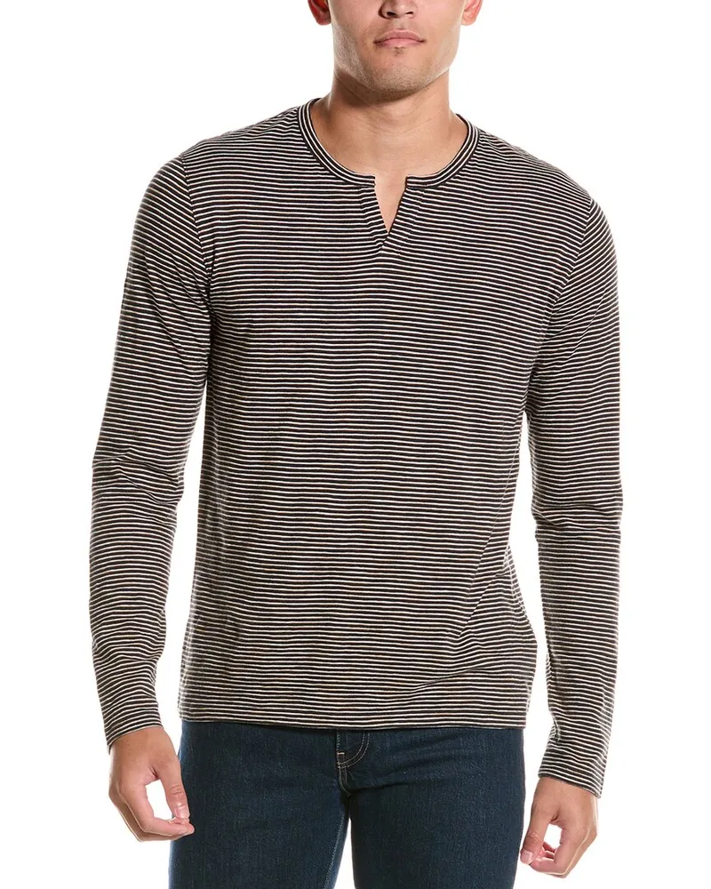 Vince Split Neck T-Shirt Blue