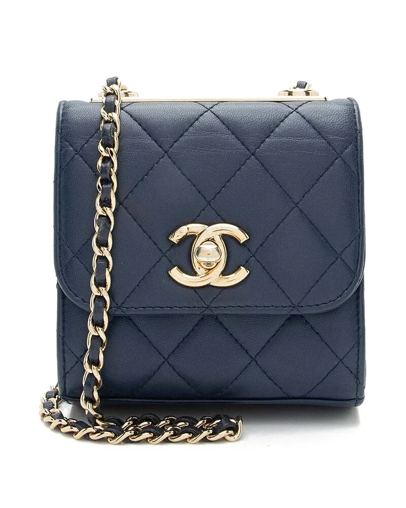 Chanel Blue Lambskin Trendy CC Card Holder on Chain (Authentic Pre-Loved Nocolor