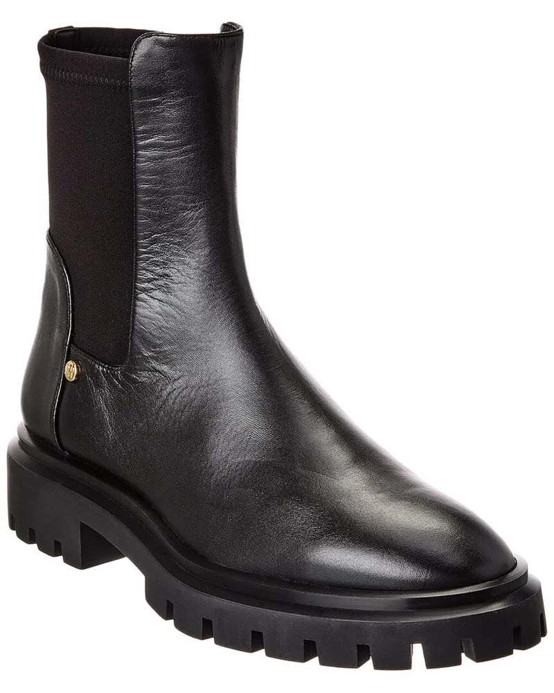 Stuart Weitzman Ultra Lug City Leather Bootie Black
