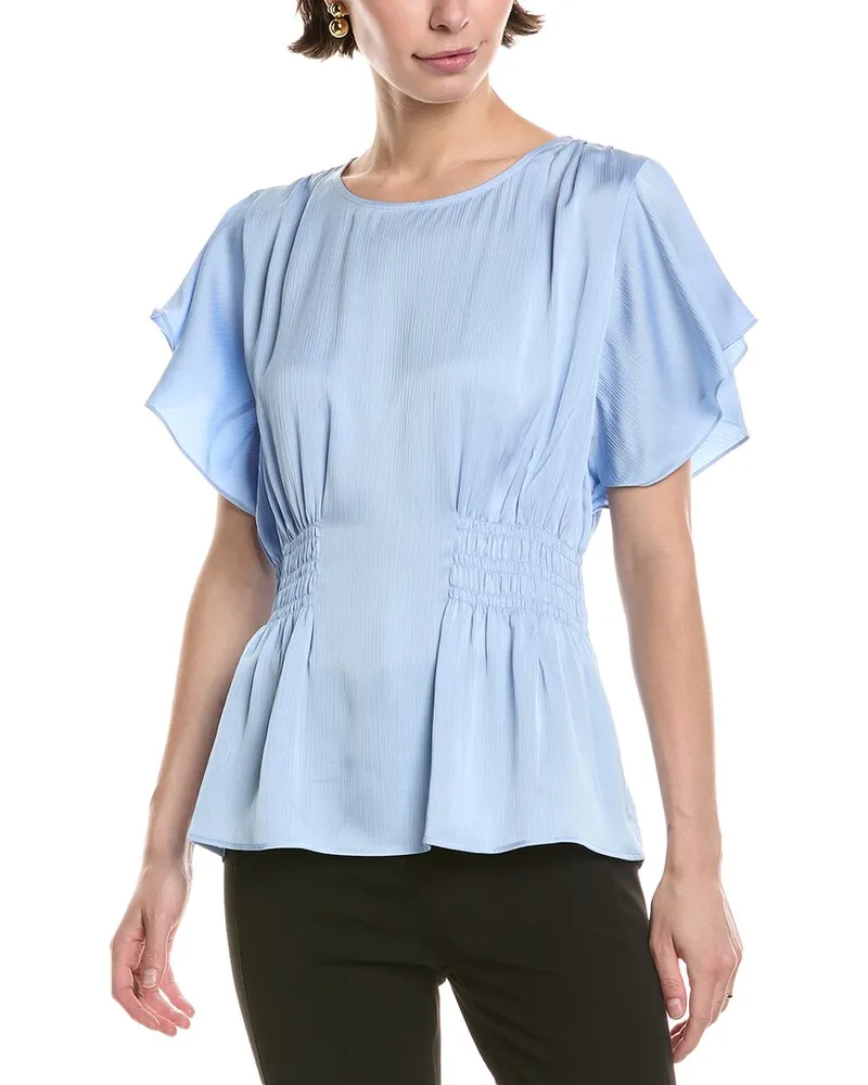 Anne Klein Flutter Sleeve Blouse Blue