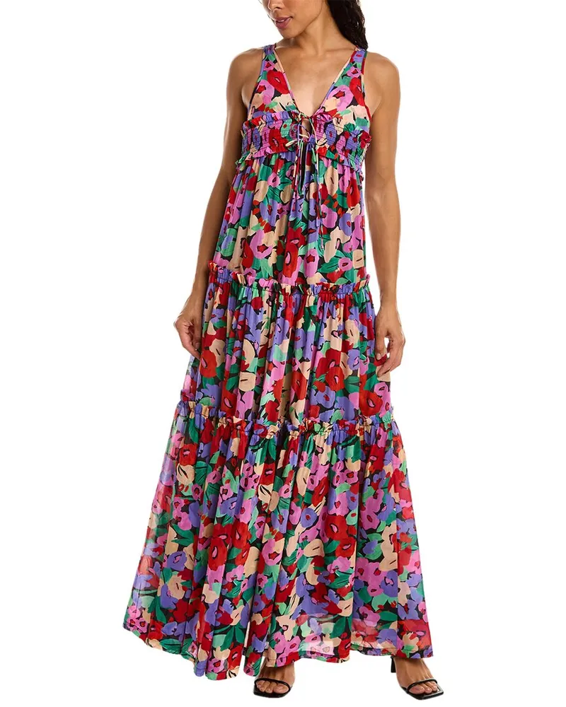 NICHOLAS Myla Silk-Blend Maxi Dress Red