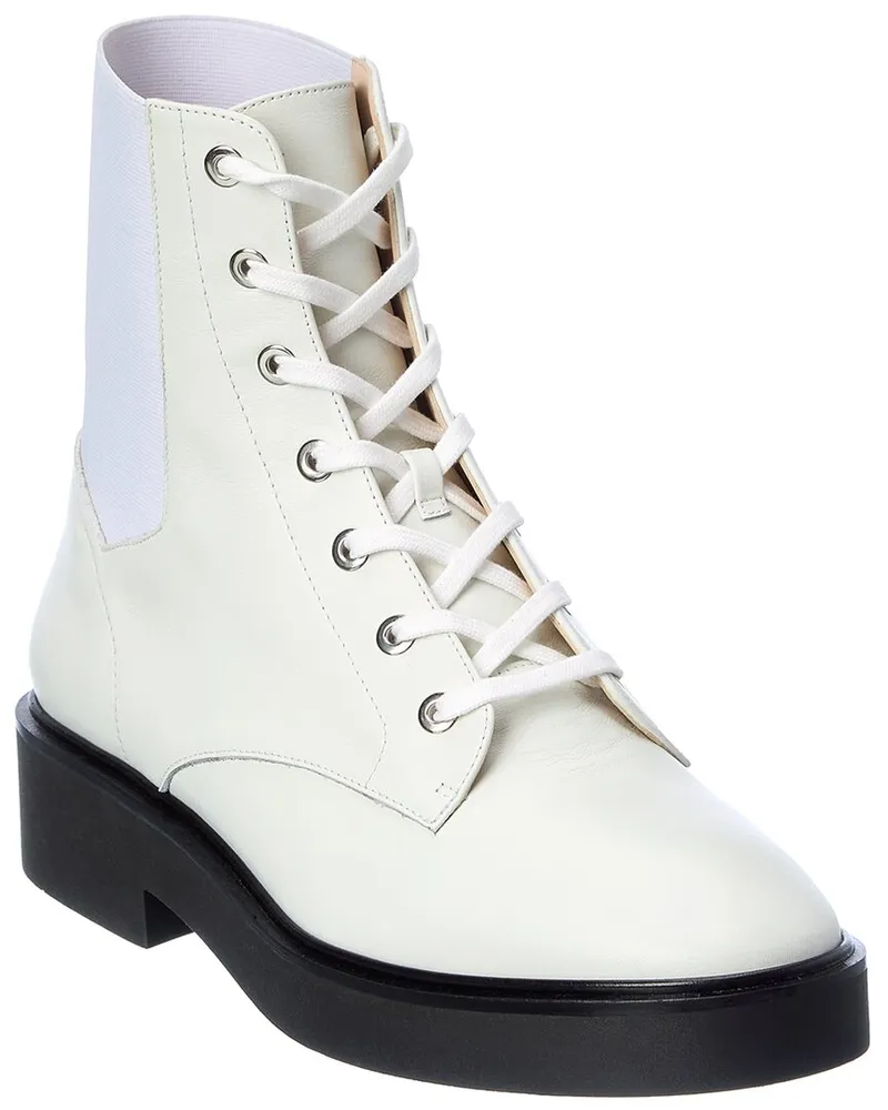 Stuart Weitzman Henley Leather Bootie White