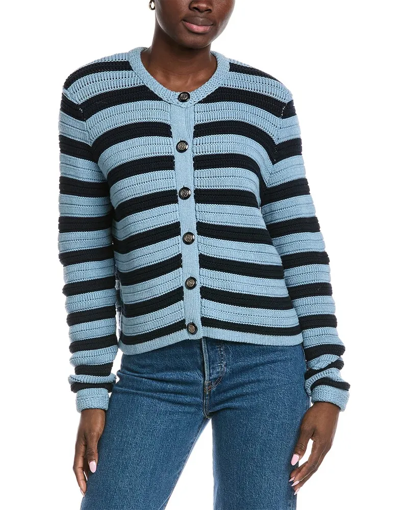 Autumn Cashmere Cotton by  Texture Stripe Jacket Blue