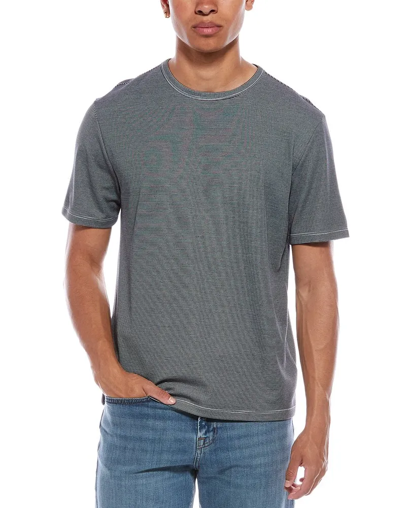 Vince Interlock Feed Stripe T-Shirt Blue