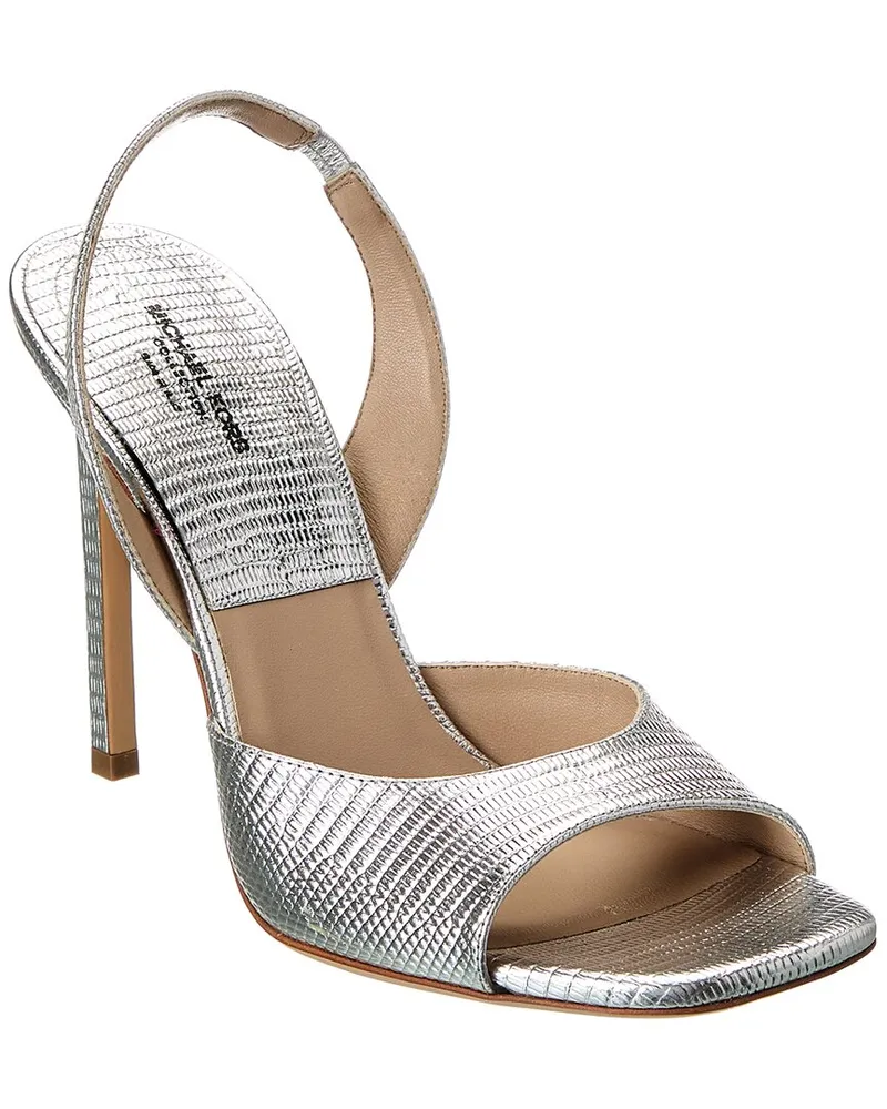 Michael Kors Marisa Lizard-Embossed Leather Slingback Sandal Silver
