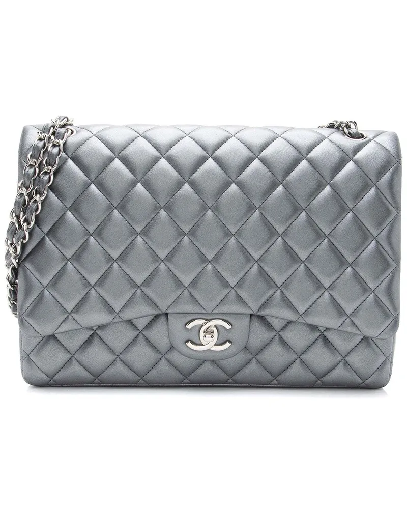 Chanel Metallic Lambskin Classic Maxi Double Flap Bag (Authentic Pre-Loved Nocolor
