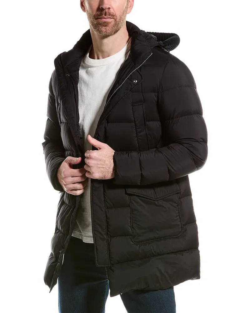 Herno Medium Wool-Trim Down Jacket Black