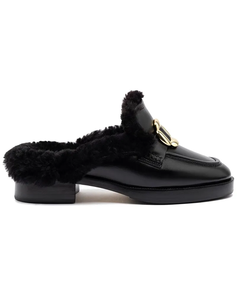 Larroude Bobbie Leather Mule Black