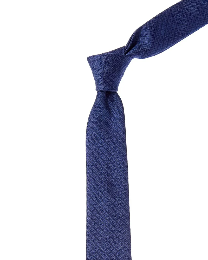 Givenchy All Over 4G Jacquard Silk Tie Blue