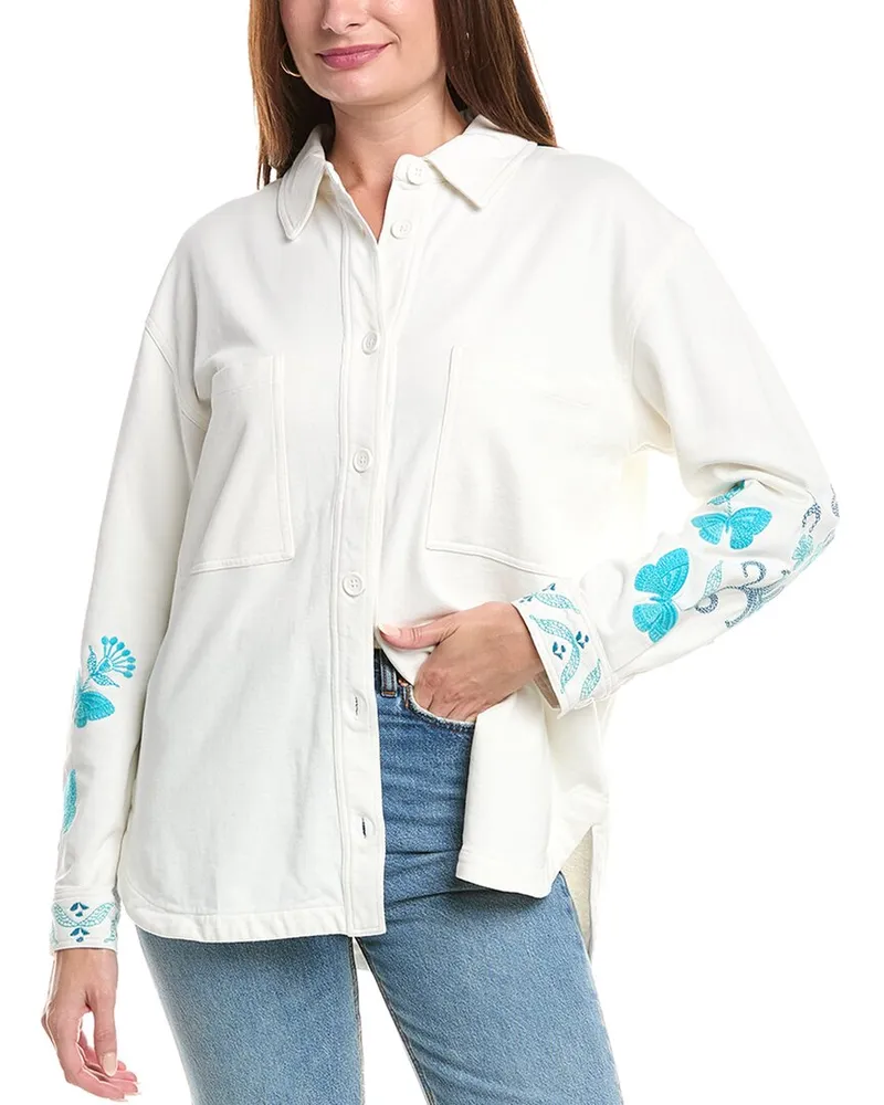 Johnny Was French Terry Chore Jacket White