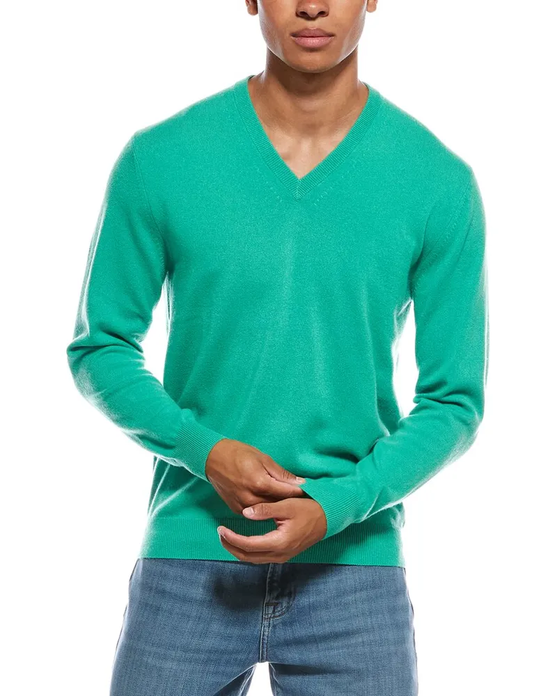 N.Peal Burlington Cashmere V-Neck Sweater Green
