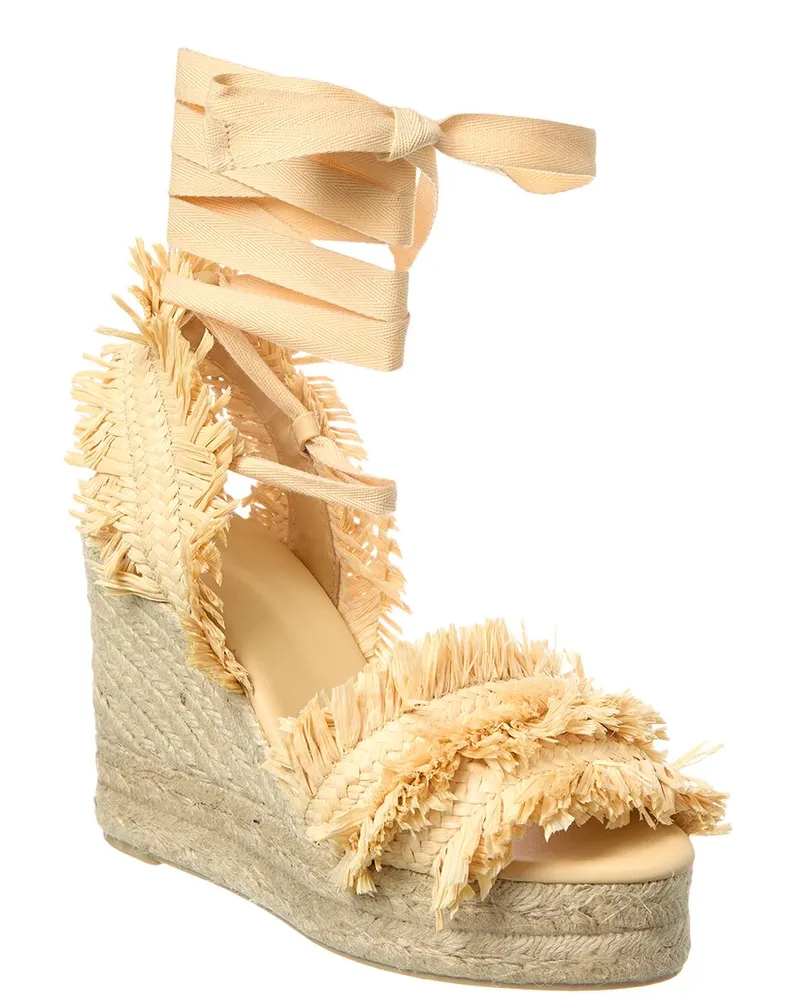 Castañer Belisa Raffia Wedge Sandal Brown