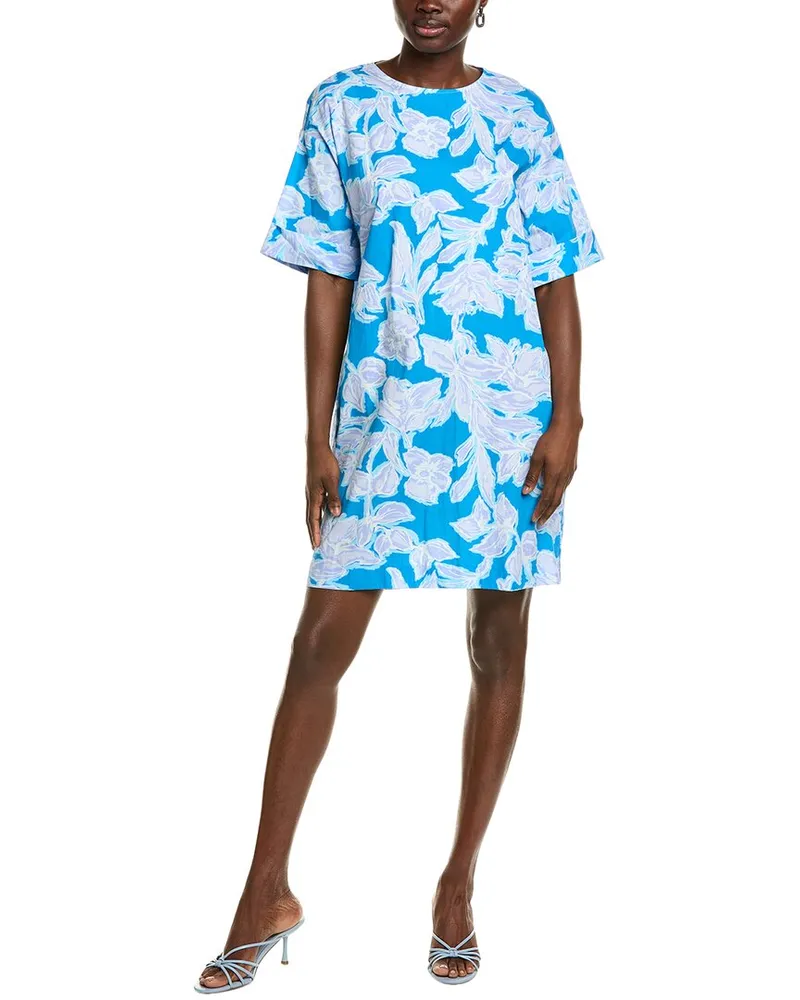 NATORI Misty Floral Mini Dress Blue
