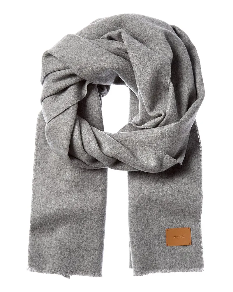 Vince Double-Face Solid Wool & Cashmere-Blend Scarf Grey