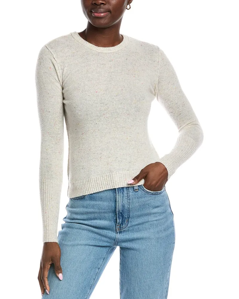 Autumn Cashmere Raw Edge Cashmere Sweater White