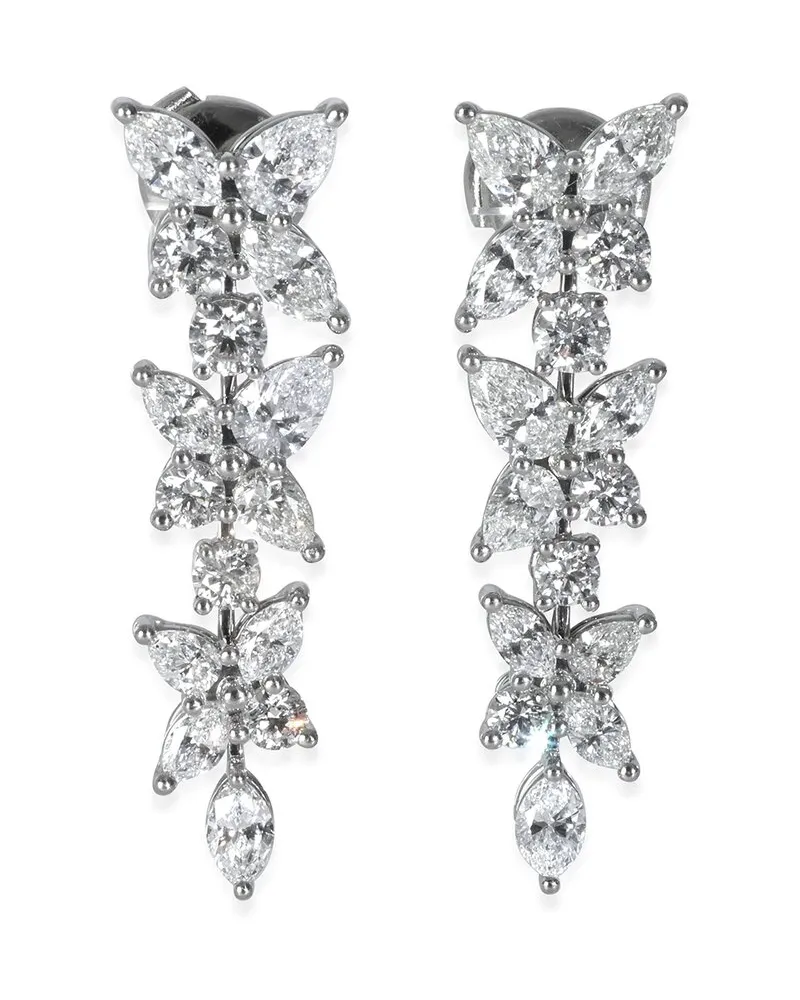 Tiffany & Co. Victoria Mixed Cluster Drop Platinum 8.50 ct. tw. Diamond Earrings (Authentic Pre-Loved Nocolor